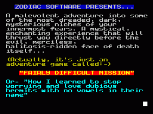 Fairly Difficult Mission (1988)(Zodiac Software)(Part 4 Of 5) ROM